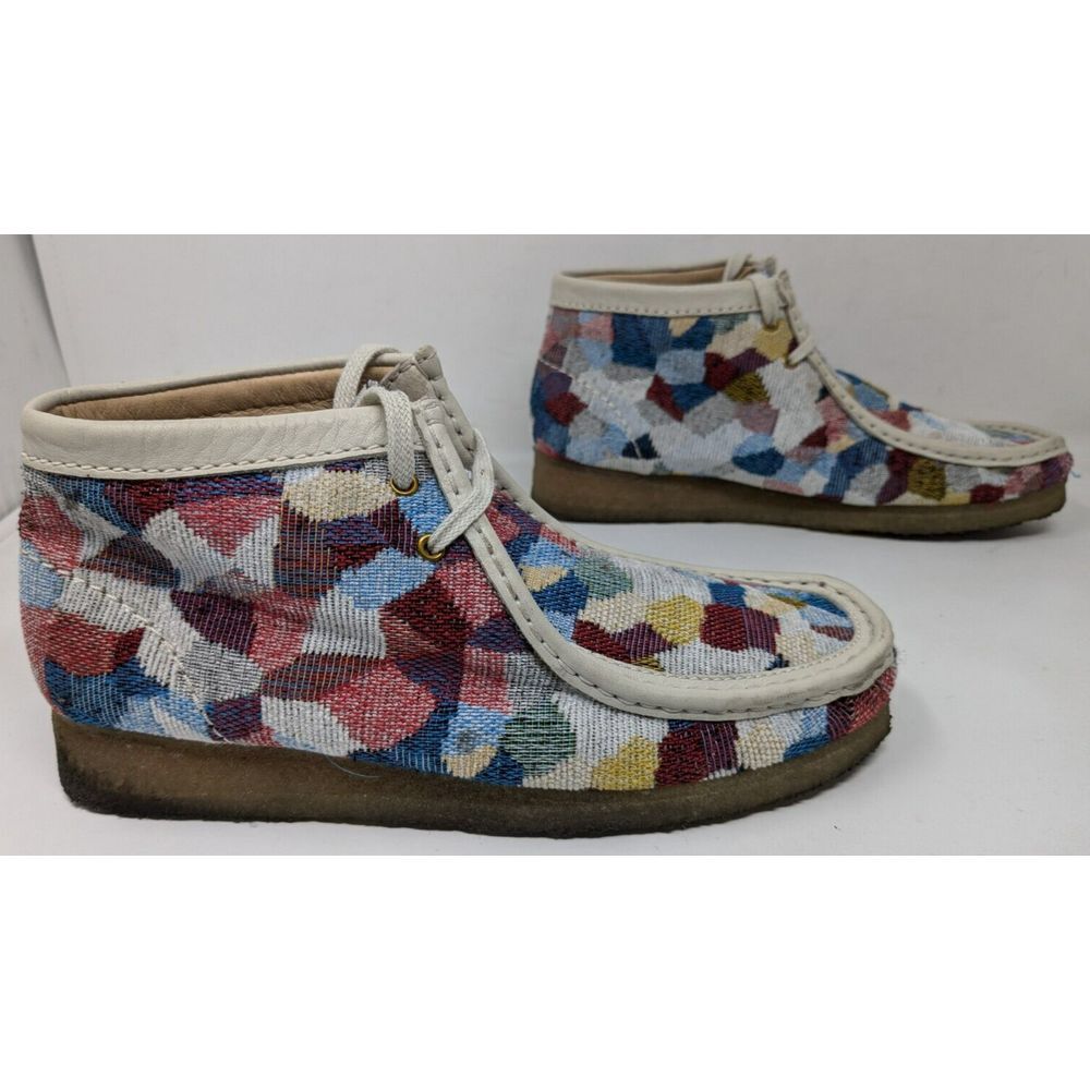 Clarks Originals Wallabee Patchwork Woven Fabric Ankle Boots Women's Size 9 D